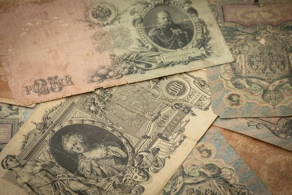 Fondo Dinero Rusia Zarista Billete Rublos Del Imperio Ruso Papel — Foto de Stock