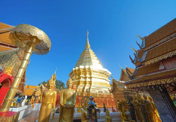 Phra Doi Suthep Буддійський Храм Золоті Святилища Таїландської Архітектури Легкі — стокове фото