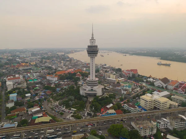 Vzdušný Pohled Shora Vyhlídkovou Věž Vyhlídkové Paluby Panorama Městského Města — Stock fotografie