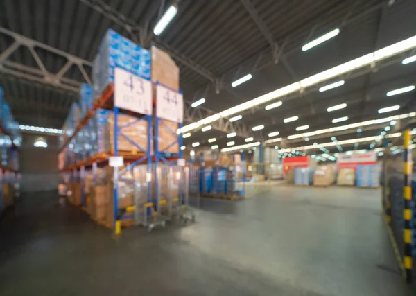 Blurry Bokeh Abstract Background Interior Large Warehouse Retail Store Industry — Stock Photo, Image
