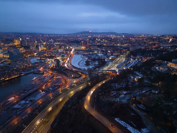 Вид Воздуха Центр Осло Скайлайн Норвегия Финансовые Кварталы Бизнес Центры — стоковое фото