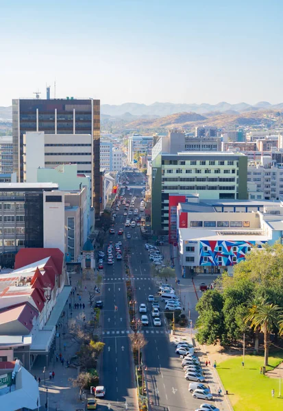 Αεροφωτογραφία Των Κτιρίων Στο Κέντρο Της Πόλης Windhoek Πόλη Ναμίμπια — Φωτογραφία Αρχείου