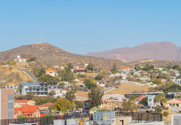 Stock image Aerial view of buildings in Windhoek downtown urban city town. Namibia, South Africa.
