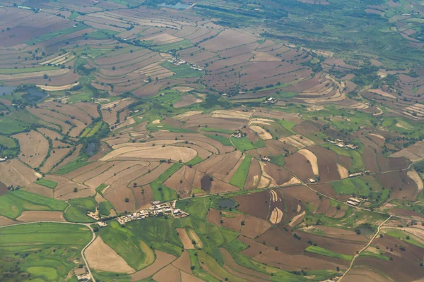 Aerial Top View Της Paddy Ταράτσες Ρυζιού Πράσινα Αγροκτήματα Στην — Φωτογραφία Αρχείου