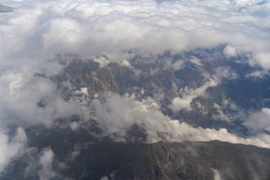 Karakoram yüksek dağ tepeleri. Doğa manzarası geçmişi, Skardu-Gilgit, Pakistan. Tatilde seyahat.