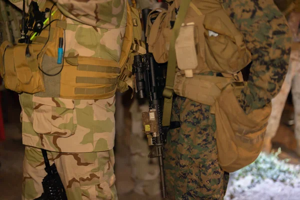 Team Army Marine Corps Soldat Militärt Krig Natten Uppdrag Med — Stockfoto