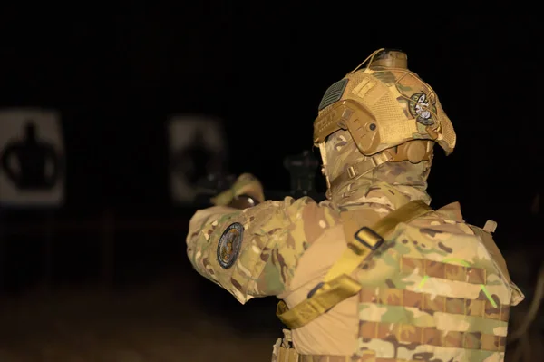 Team Army Marine Corps Soldat Militärt Krig Natten Uppdrag Med — Stockfoto