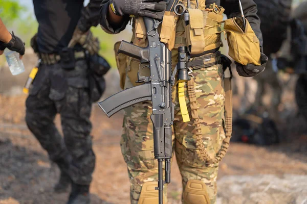 Team Army Marine Corps Soldat Militärt Krig Med Vapen Deltar — Stockfoto