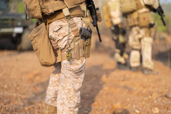 Équipe Soldats Corps Marine Armée Américaine Guerre Militaire Avec Arme — Photo