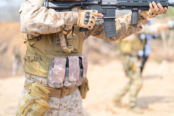 Team Army Marine Corps Soldat Militärt Krig Med Vapen Deltar — Stockfoto