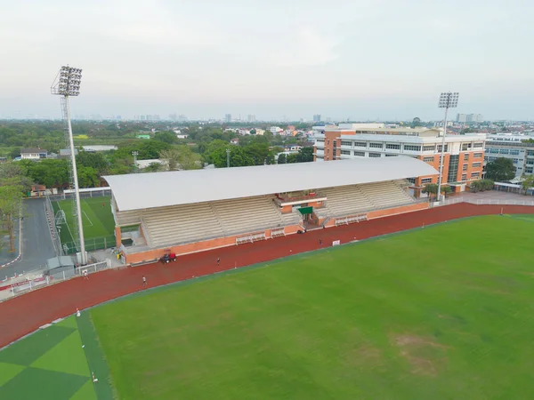 Légi Felvétel Futball Sport Rekreációs Területen Nemzeti Stadion Egyetemi Vagy — Stock Fotó