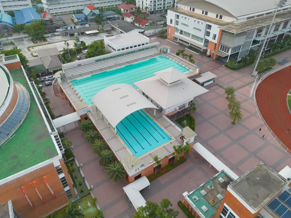 Luchtfoto Van Het Zwembad Het Dak Van Het Hotel Appartementencomplex — Stockfoto