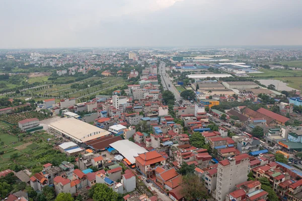 Vista Aérea Dos Telhados Residenciais Bairro Desenvolvimento Habitação Urbana Cima — Fotografia de Stock