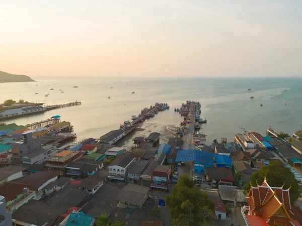 Vista Aérea Porto Chonburi Mar Pattaya Praia Tailândia Temporada Verão — Fotografia de Stock