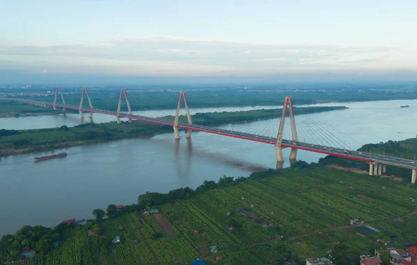 Вид Воздуха Кабельный Мост Цау Нхат Тан Японский Мост Дружбы — стоковое фото