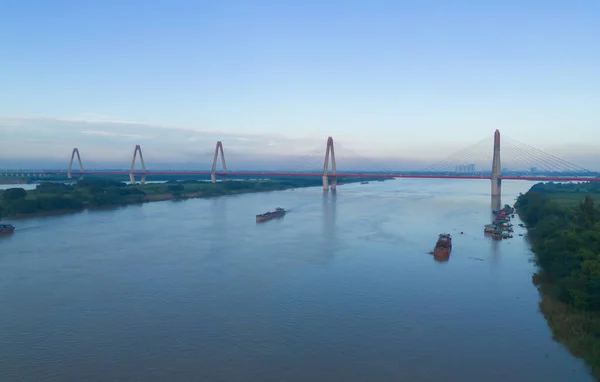 Повітряний Вид Cau Nhat Tan Cable Bridge Або Vietnam Japan — стокове фото