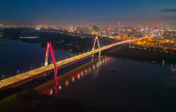 Aerial View Cau Nhat Tan Cable Bridge Vietnam Japan Friendship — Stock Photo, Image