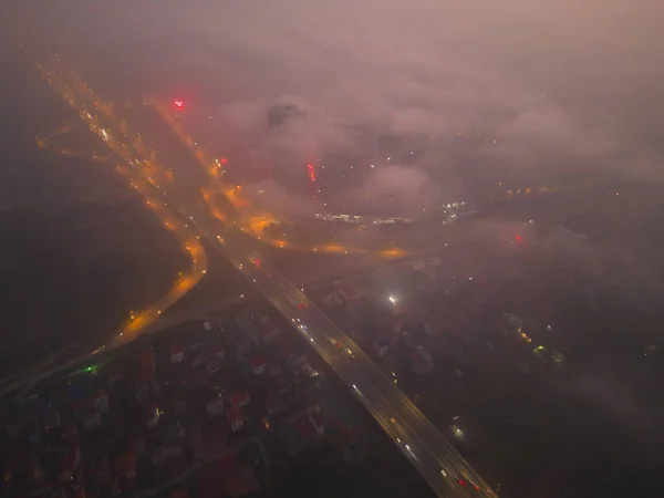 Вид Воздуха Центр Города Ханой Туманом Вьетнам Финансовые Кварталы Бизнес — стоковое фото