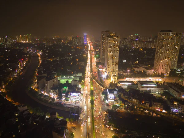 Widok Lotu Ptaka Hanoi Downtown Skyline Wietnamie Dzielnica Finansowa Centra — Zdjęcie stockowe