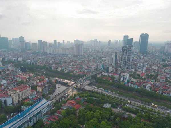 Hanoi Şehir Merkezi Skyline Yeşil Bahçe Parkı Vietnam Daki Havadan — Stok fotoğraf