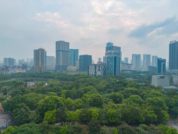Αεροφωτογραφία Του Ανόι Downtown Skyline Πράσινο Πάρκο Κήπο Βιετνάμ Οικονομική — Φωτογραφία Αρχείου
