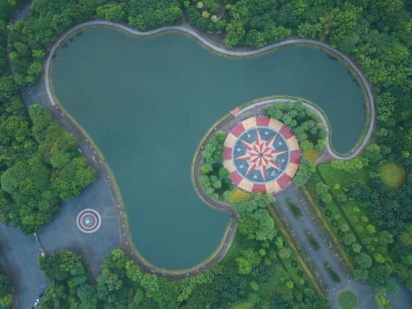 Вид Воздуха Центр Города Ханой Зеленым Садовым Парком Вьетнам Финансовые — стоковое фото