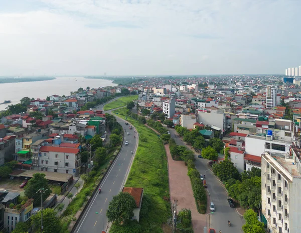 Αεροφωτογραφία Του Ανόι Downtown Skyline Βιετνάμ Οικονομική Περιοχή Και Επιχειρηματικά — Φωτογραφία Αρχείου