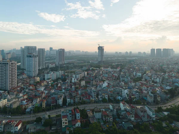 Hanoi Şehir Merkezinin Havadan Görüntüsü Skyline Vietnam Finansal Bölge Asya — Stok fotoğraf