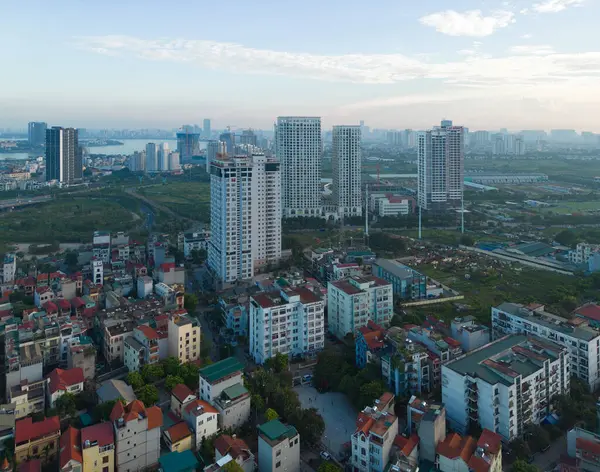 Vista Aérea Hanói Downtown Skyline Vietname Distrito Financeiro Centros Negócios — Fotografia de Stock