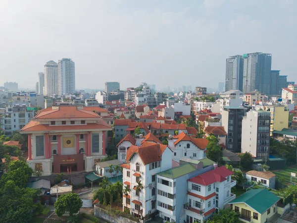 공중에서 하노이 다운타운 스카이라인 베트남 지구와 비즈니스 센터는 아시아의 도시에 — 스톡 사진
