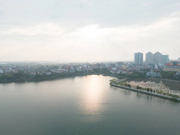 공중에서 하노이 다운타운 스카이라인 베트남 지구와 비즈니스 센터는 아시아의 도시에 — 스톡 사진