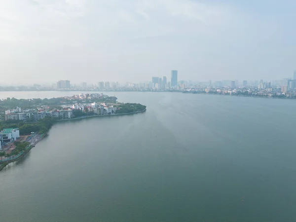 从空中俯瞰越南河内市中心天际线 亚洲智能城市的金融区和商业中心 摩天大楼和高层大楼 — 图库照片