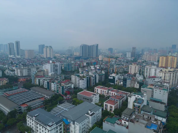 从空中俯瞰越南河内市中心天际线 亚洲智能城市的金融区和商业中心 摩天大楼和高层大楼 — 图库照片