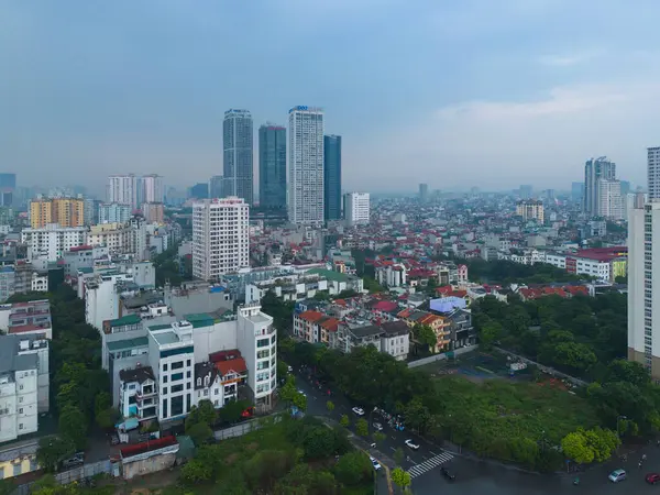 Veduta Aerea Hanoi Downtown Skyline Vietnam Distretto Finanziario Centri Commerciali — Foto Stock