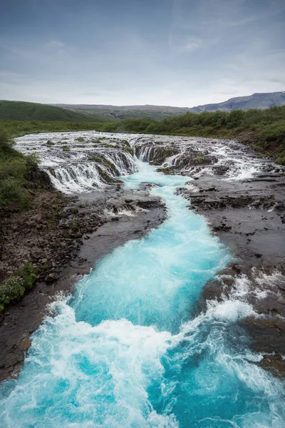 Bruarfoss Wasserfall Der Sommersaison Island Berühmte Naturlandschaft Hintergrund — Stockfoto