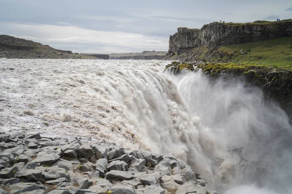 Dettifoss Waterfall Summer Season Iceland Famous Nature Landscape Background — Stock Photo, Image