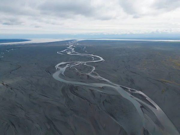 Křivka Říčního Jezera Přírodní Krajina Islandu Cestujte Dovolenou Glacial Led — Stock fotografie