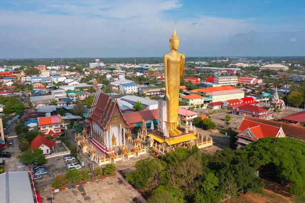 Vista Aérea Estatua Buda Pie Templo Desde Arriba Vista Superior — Foto de Stock