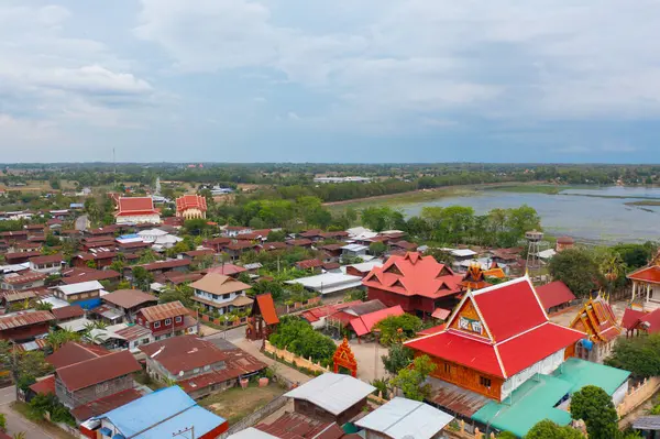Luftaufnahme Der Dächer Lokaler Wohnviertel Stadtentwicklung Von Oben Ansicht Von — Stockfoto