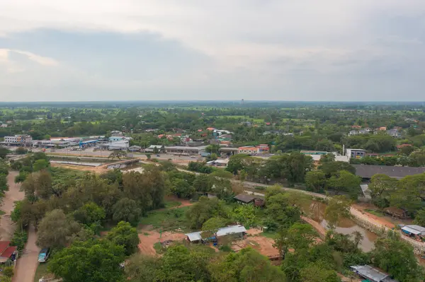 Vista Aérea Los Tejados Del Barrio Residencial Local Desarrollo Viviendas — Foto de Stock