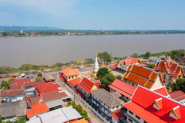 Wat Phrathat Phanom, Nakhon Phanom, Isan Tapınağı. Pagoda, Tayland 'ın başkenti Tayland' da bir Budist tapınağıdır. Tayland mimarisi arka planı. Turistik bölge simgesi.
