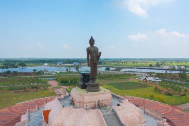 Phutthamonthon 'un havadan görünüşü, Bangkok City, Tayland. Tayland Budist tapınağı mimarisi. Turistik bölge simgesi.