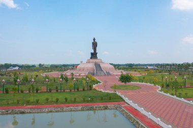 Phutthamonthon 'un havadan görünüşü, Bangkok City, Tayland. Tayland Budist tapınağı mimarisi. Turistik bölge simgesi.
