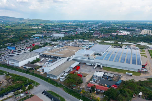 Luftaufnahme Einer Betonfabrik Der Stadt Logistischer Transport Von Geschäftsteilen Thailand — Stockfoto