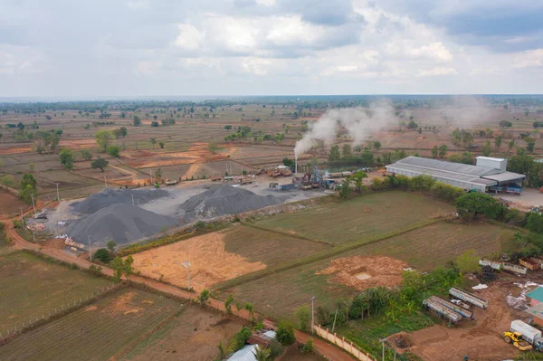Luftaufnahme Einer Betonfabrik Der Stadt Logistischer Transport Von Geschäftsteilen Thailand — Stockfoto