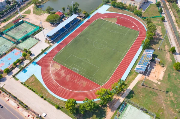 Aerial Top View Soccer Football Sport Recreation Field Ground National — Stock Photo, Image