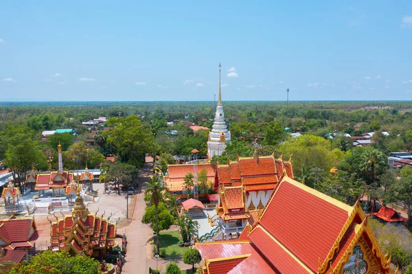 Vista Aérea Superior Pagode Isan Templo Budista Perto Bangkok Uma — Fotografia de Stock