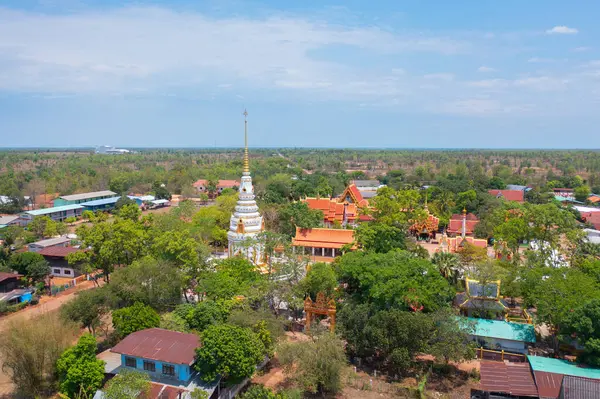 Vista Aérea Superior Pagode Isan Templo Budista Perto Bangkok Uma — Fotografia de Stock