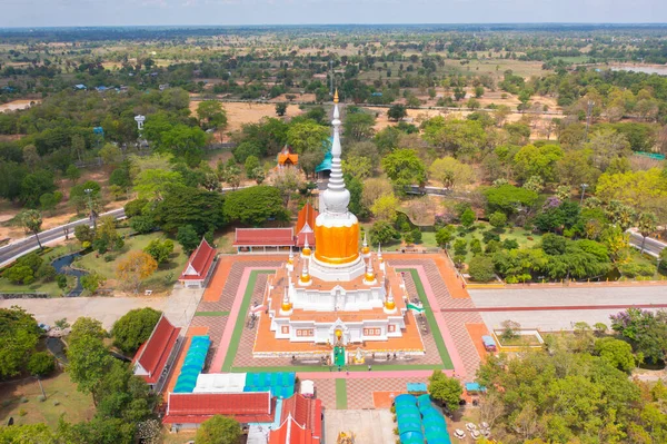 Phra Dun Chrám Pagoda Buddhistický Chrám Maha Sarakham Městském Městě — Stock fotografie