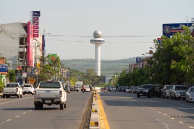 Mukdahan Kulesi, Isan ili, Tayland. Şehir simgesi turizm merkezi.